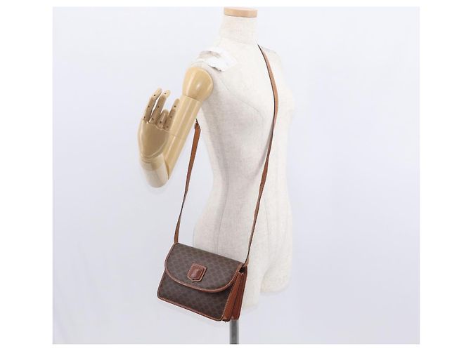 Céline Sac à épaule en toile Macadam CELINE en cuir PVC marron doré Auth 157008 - vue 24