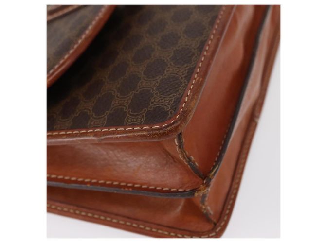 Céline Sac à épaule en toile Macadam CELINE en cuir PVC marron doré Auth 157008 - vue 8