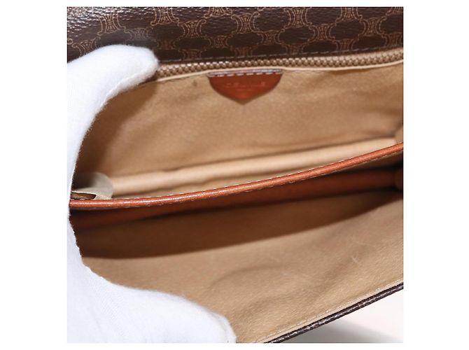 Céline Sac à épaule en toile Macadam CELINE en cuir PVC marron doré Auth 157008 - vue 9