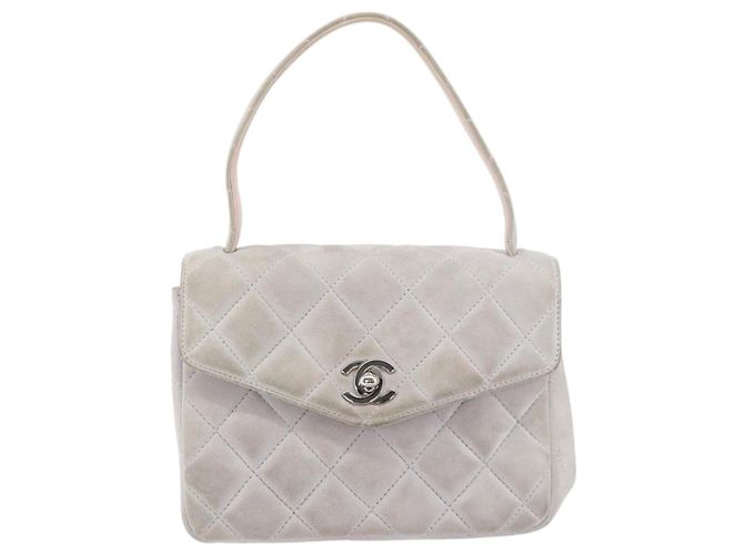CHANEL Borsa Matelassé in Suede Viola Argento CC Auth 158159 Porpora - vista 13