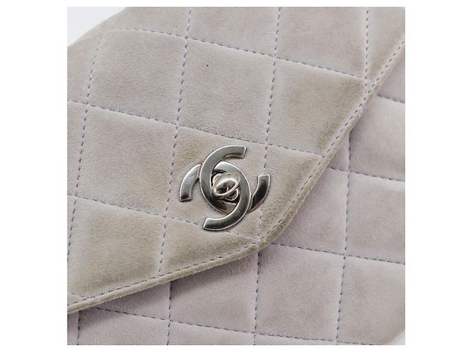 CHANEL Borsa Matelassé in Suede Viola Argento CC Auth 158159 Porpora - vista 17