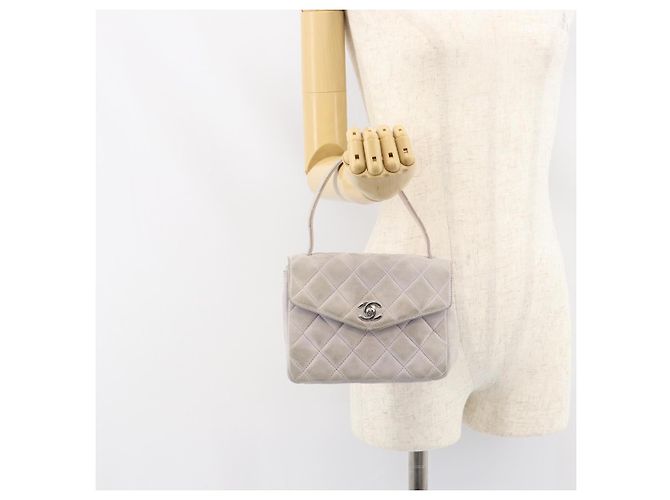 CHANEL Borsa Matelassé in Suede Viola Argento CC Auth 158159 Porpora - vista 25
