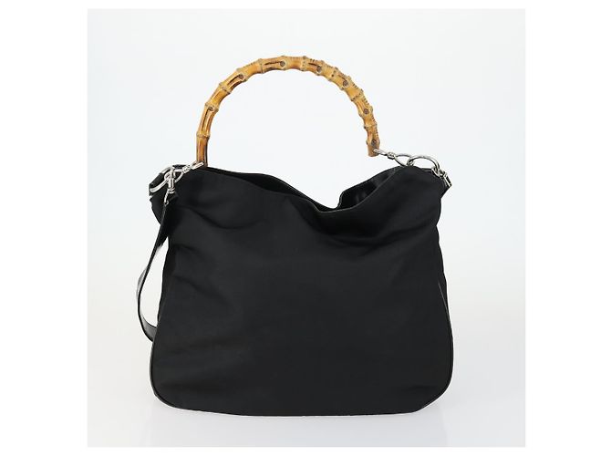 Gucci Borsa a Mano Pouch Nylon Smalto 3 Set Nero Marrone Auth ar13915 - vista 2