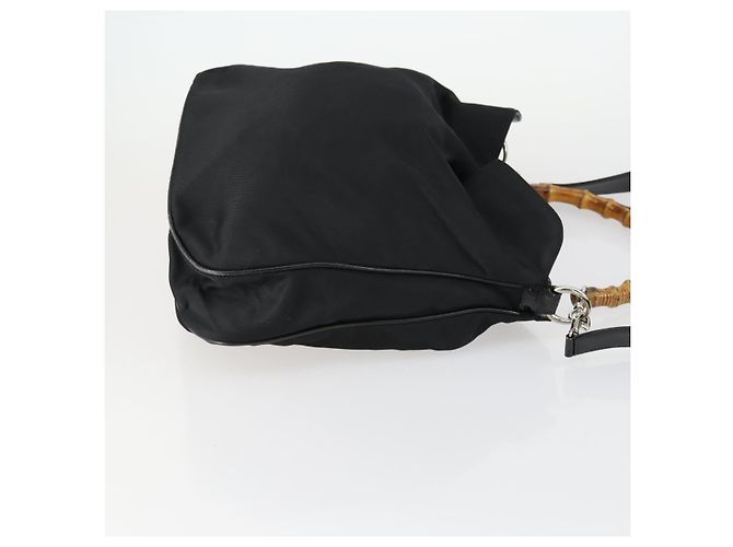 Gucci Borsa a Mano Pouch Nylon Smalto 3 Set Nero Marrone Auth ar13915 - vista 4