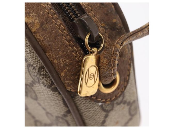 Gucci Borsa GG Supreme Web Sherry Line in PVC beige e oro 89 02 066 Auth 157753 D'oro - vista 10