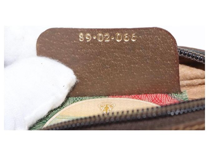 Gucci Borsa GG Supreme Web Sherry Line in PVC beige e oro 89 02 066 Auth 157753 D'oro - vista 12