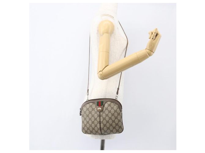 Borsa Sherry Line GG Supreme Web di GUCCI in PVC beige e oro 904 02 047 Auth 157335 D'oro - vista 21