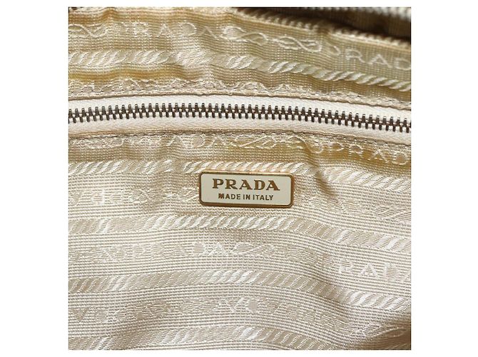 PRADA Borsa a mano in nylon avorio oro Auth 158011 D'oro Crudo - vista 19