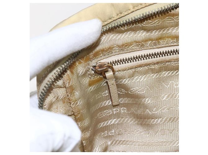 PRADA Borsa a mano in nylon avorio oro Auth 158011 D'oro Crudo - vista 20