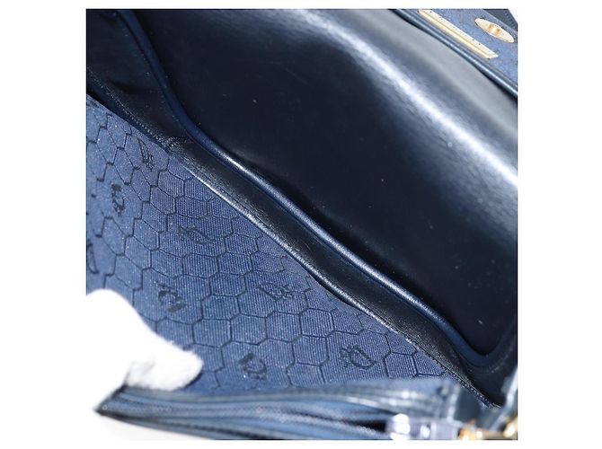 Borsa a Spalla in Tela Honeycomb Christian Dior Blu Navy Oro Auth fm5004 D'oro - vista 11