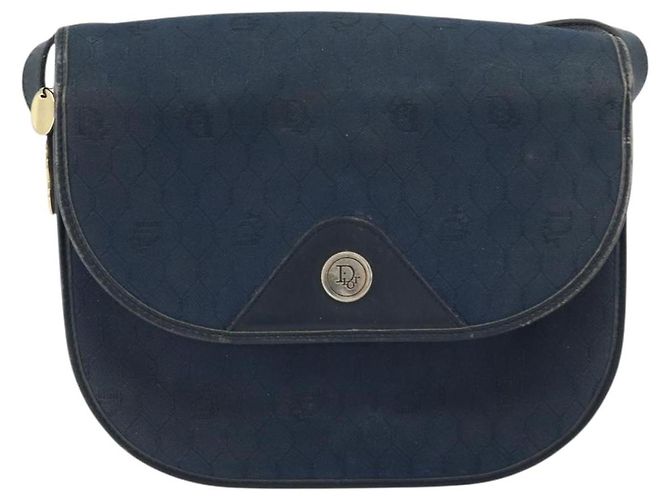 Borsa a Spalla in Tela Honeycomb Christian Dior Blu Navy Oro Auth fm5004 D'oro - vista 13