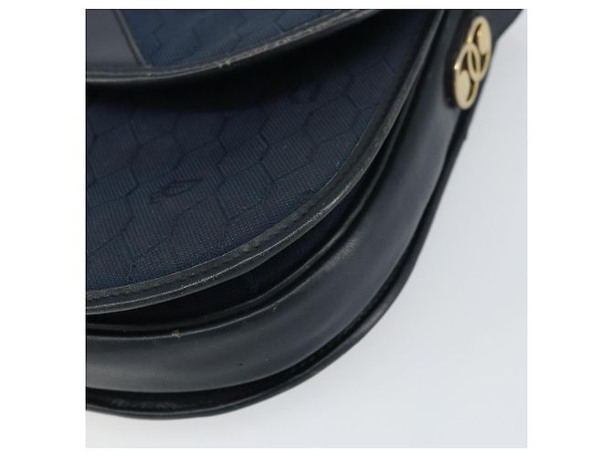 Borsa a Spalla in Tela Honeycomb Christian Dior Blu Navy Oro Auth fm5004 D'oro - vista 14