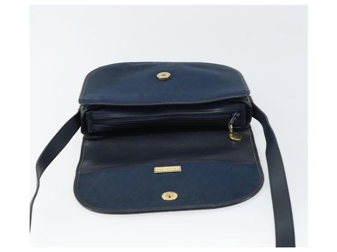 Borsa a Spalla in Tela Honeycomb Christian Dior Blu Navy Oro Auth fm5004 D'oro - vista 19