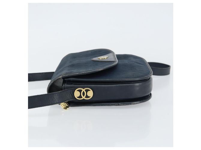Borsa a Spalla in Tela Honeycomb Christian Dior Blu Navy Oro Auth fm5004 D'oro - vista 4