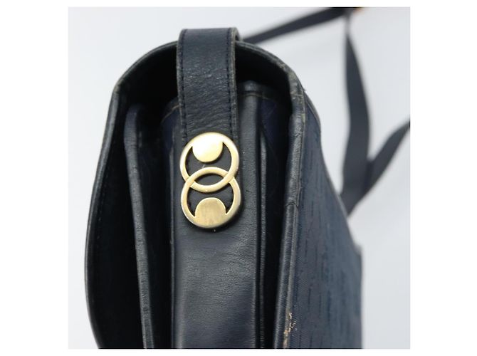 Borsa a Spalla in Tela Honeycomb Christian Dior Blu Navy Oro Auth fm5004 D'oro - vista 9
