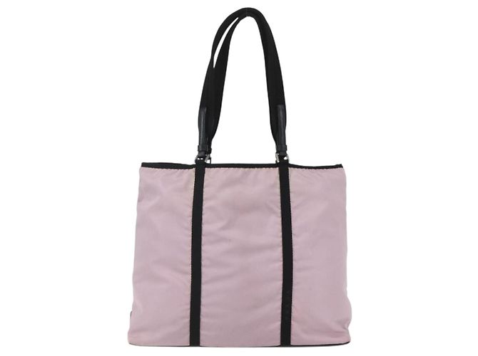 Borsa Tote Prada in nylon rosa argento Auth 158422 - vista 13