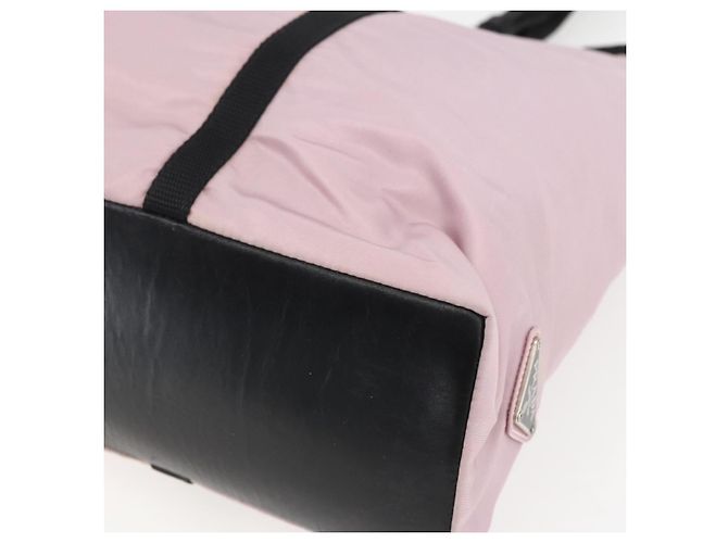 Borsa Tote Prada in nylon rosa argento Auth 158422 - vista 16
