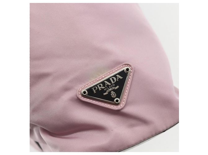Borsa Tote Prada in nylon rosa argento Auth 158422 - vista 18