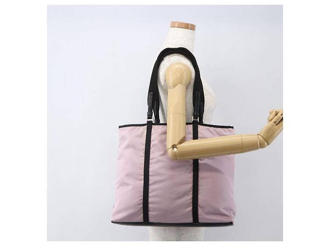Borsa Tote Prada in nylon rosa argento Auth 158422 - vista 23