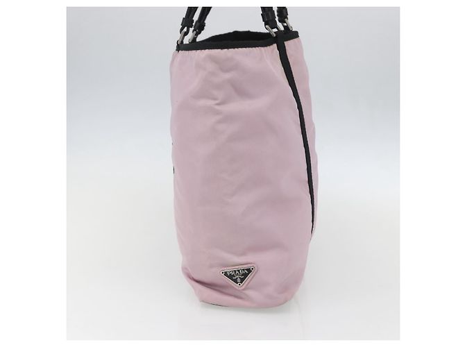Borsa Tote Prada in nylon rosa argento Auth 158422 - vista 3