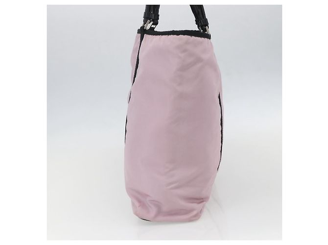Borsa Tote Prada in nylon rosa argento Auth 158422 - vista 4