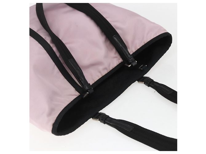Borsa Tote Prada in nylon rosa argento Auth 158422 - vista 6