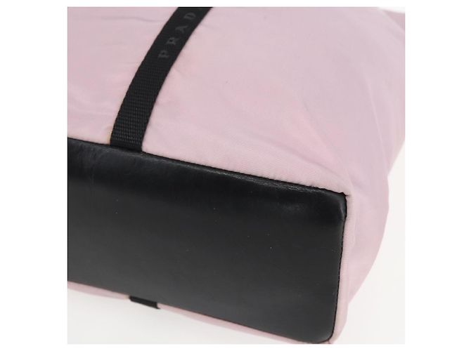 Borsa Tote Prada in nylon rosa argento Auth 158422 - vista 8
