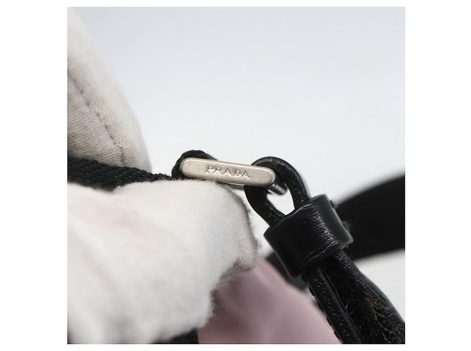 Borsa Tote Prada in nylon rosa argento Auth 158422 - vista 9