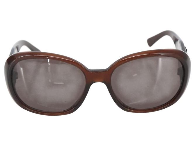 Occhiali da sole CHANEL Camelia in plastica marrone CC Auth ka1148 - vista 2