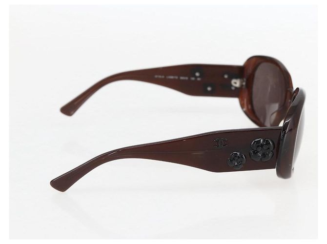 Occhiali da sole CHANEL Camelia in plastica marrone CC Auth ka1148 - vista 4
