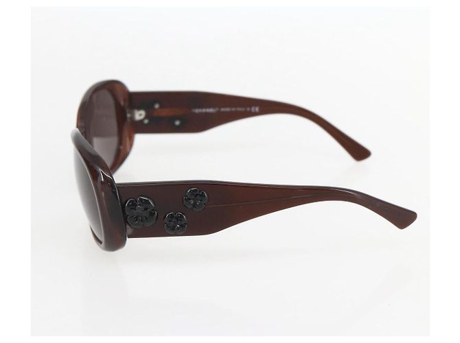 Occhiali da sole CHANEL Camelia in plastica marrone CC Auth ka1148 - vista 5