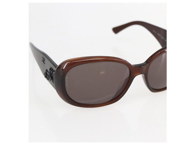 Occhiali da sole CHANEL Camelia in plastica marrone CC Auth ka1148 - vista 6