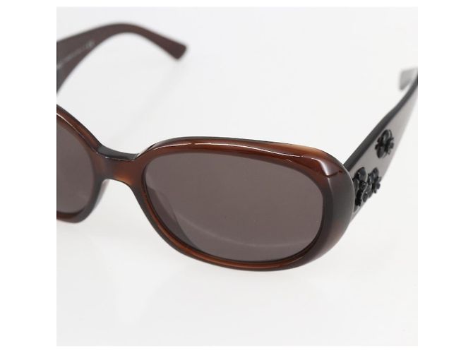 Occhiali da sole CHANEL Camelia in plastica marrone CC Auth ka1148 - vista 7