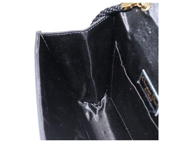 Borsa a Spalla Christian Dior Nylon Nero Oro Auth 160677 D'oro - vista 18
