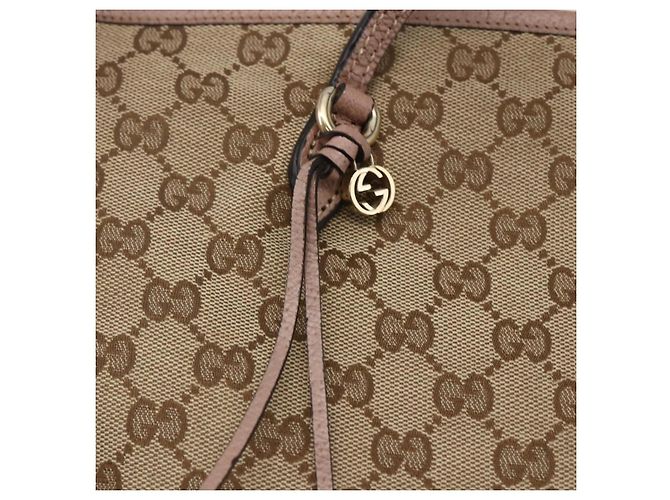 Borsa Tote GG Canvas Gucci Beige Oro 323671 Auth ka1137 D'oro - vista 18