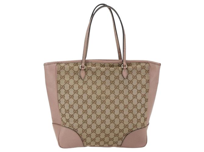 Borsa Tote GG Canvas Gucci Beige Oro 323671 Auth ka1137 D'oro - vista 2