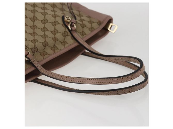 Borsa Tote GG Canvas Gucci Beige Oro 323671 Auth ka1137 D'oro - vista 7