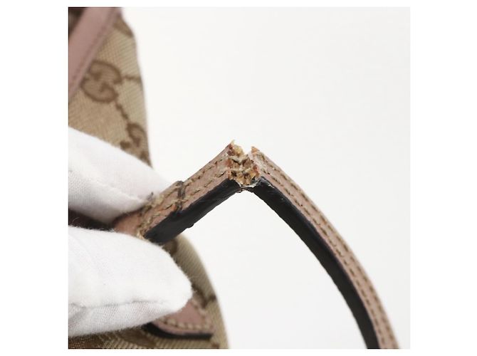 Borsa Tote GG Canvas Gucci Beige Oro 323671 Auth ka1137 D'oro - vista 9