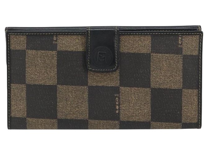 Pequin FENDI Pecan Canvas Long Wallet Black Brown Black Brown Auth 158174 - view 13