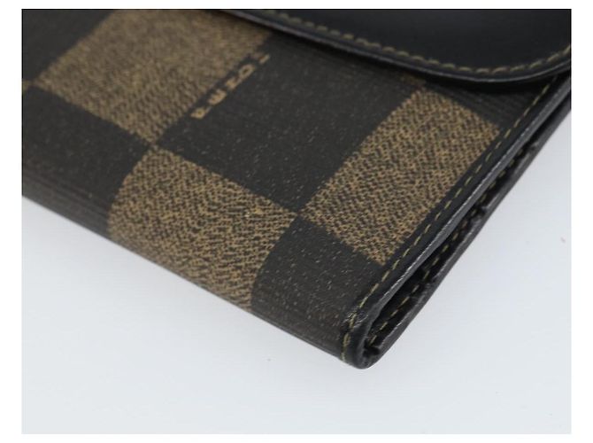 Pequin FENDI Pecan Canvas Long Wallet Black Brown Black Brown Auth 158174 - view 15