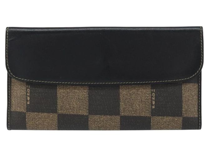 Pequin FENDI Pecan Canvas Long Wallet Black Brown Black Brown Auth 158174 - view 2