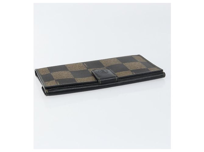 Pequin FENDI Pecan Canvas Long Wallet Black Brown Black Brown Auth 158174 - view 5
