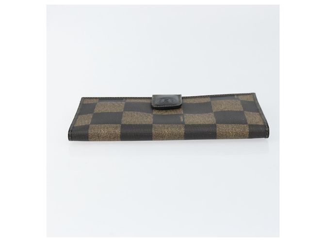Pequin FENDI Pecan Canvas Long Wallet Black Brown Black Brown Auth 158174 - view 6