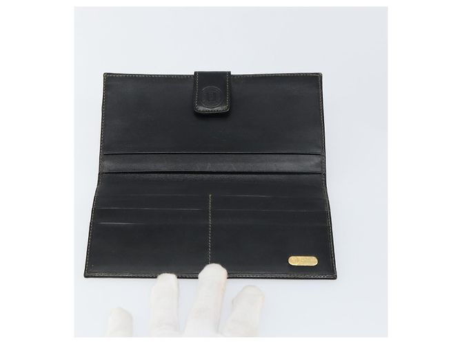 Pequin FENDI Pecan Canvas Long Wallet Black Brown Black Brown Auth 158174 - view 8