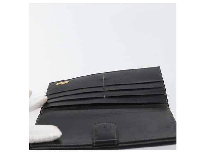 Pequin FENDI Pecan Canvas Long Wallet Black Brown Black Brown Auth 158174 - view 9