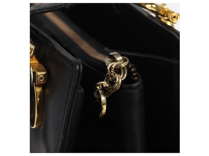 Borsa Tote Gancini in pelle nera e oro Salvatore Ferragamo Auth 157259 Nero D'oro - vista 10