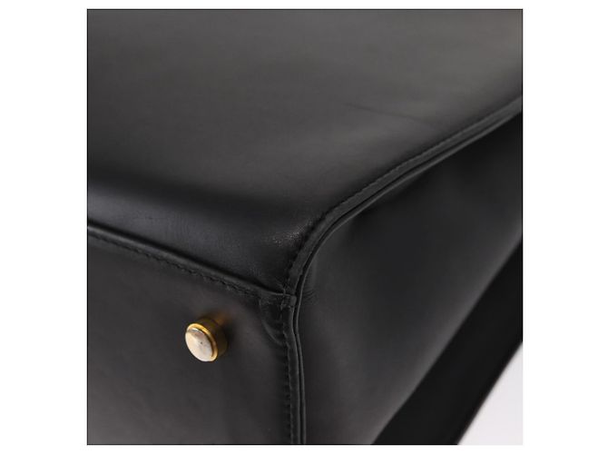Borsa Tote Gancini in pelle nera e oro Salvatore Ferragamo Auth 157259 Nero D'oro - vista 15