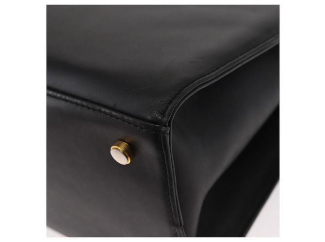 Borsa Tote Gancini in pelle nera e oro Salvatore Ferragamo Auth 157259 Nero D'oro - vista 17