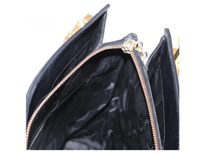 Borsa Tote Gancini in pelle nera e oro Salvatore Ferragamo Auth 157259 Nero D'oro - vista 18