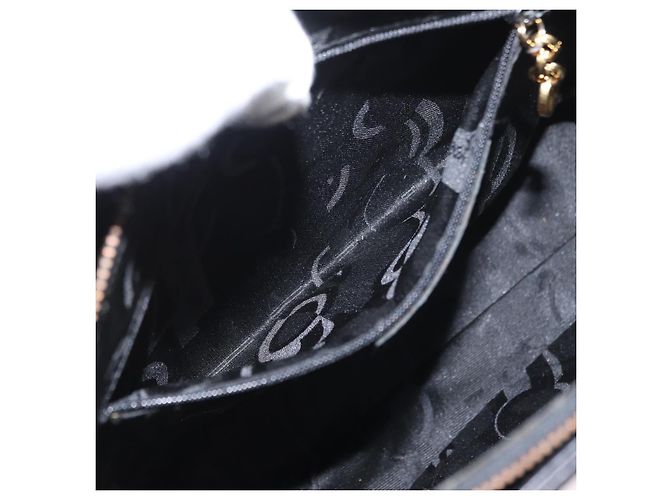 Borsa Tote Gancini in pelle nera e oro Salvatore Ferragamo Auth 157259 Nero D'oro - vista 21